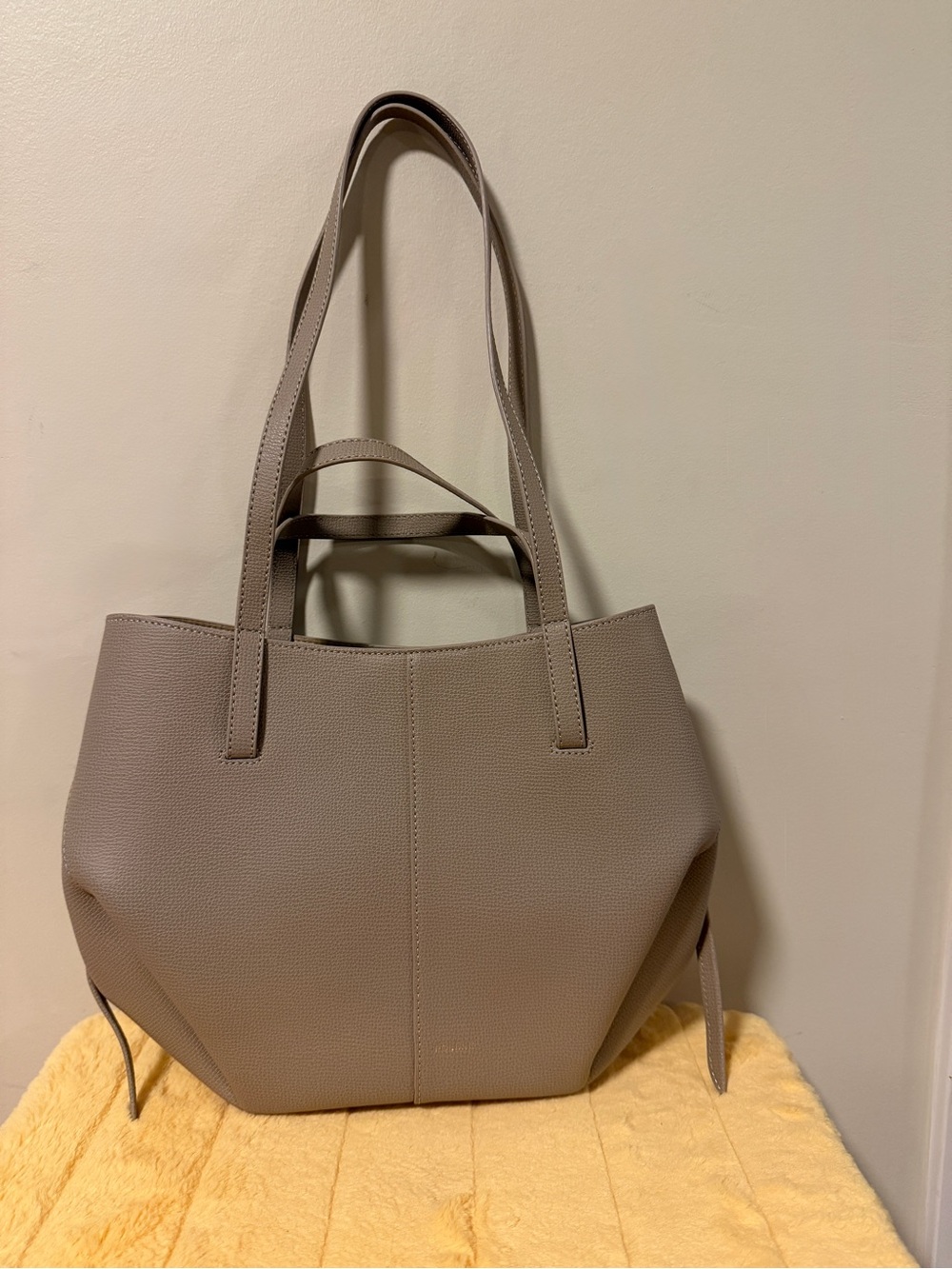 Polene Taupe Gray Cyme Mini/Small Double-Handle Tote authentic